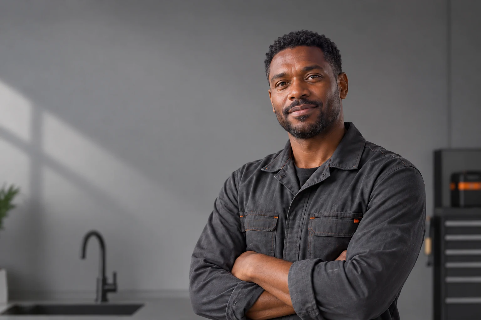 Artisan en tenue de travail anthracite, illustration